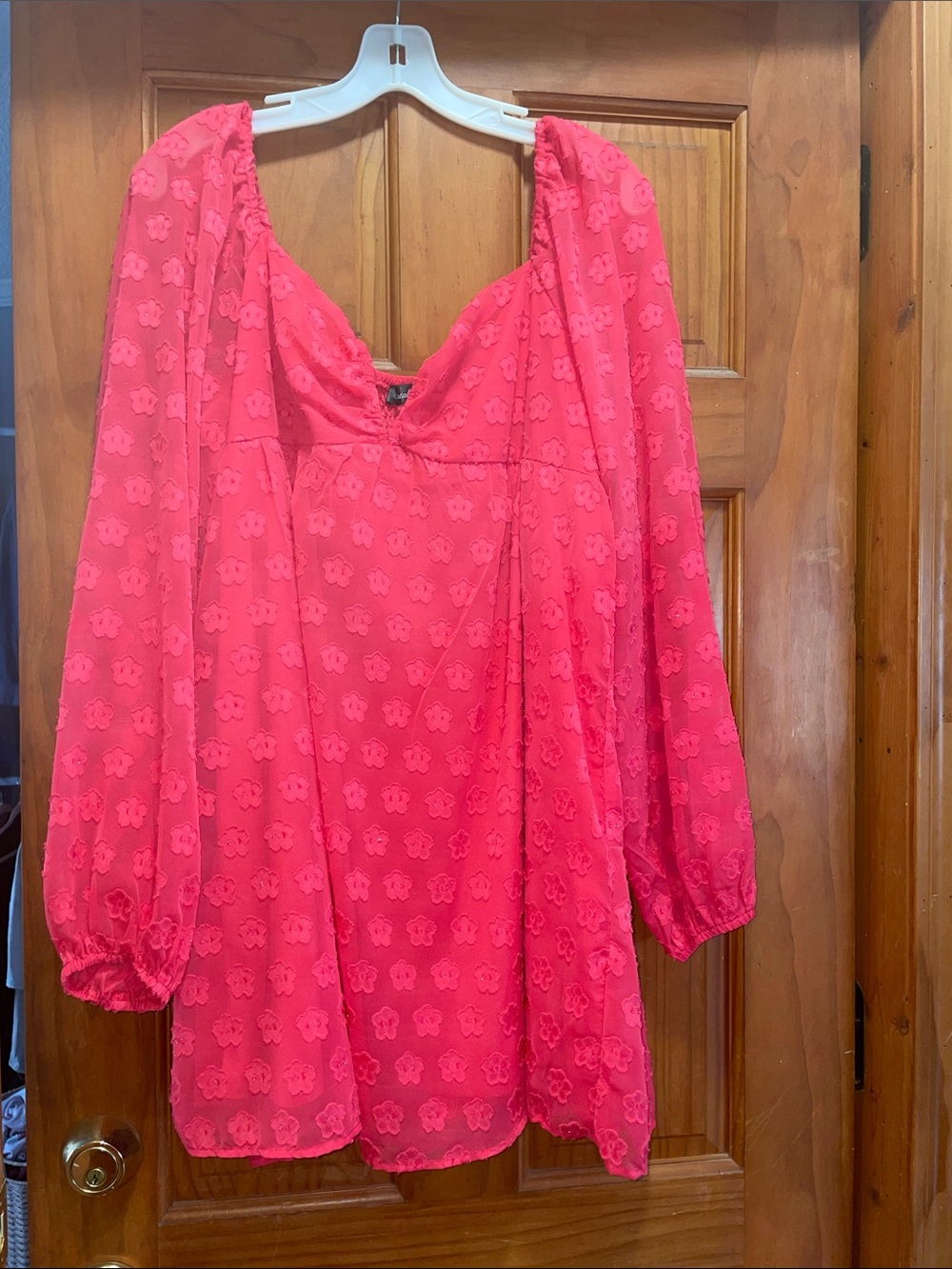 Crystal Doll Hot Pink Floral Tunic Blouse